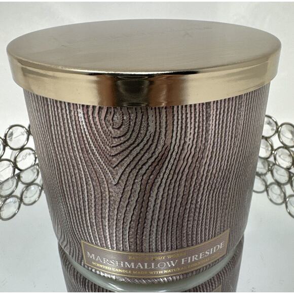 Bath & Body Works White Barn MARSHMALLOW FIRESIDE 14.5 oz 3-Wick Candle New - Picture 3 of 5
